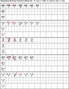 Tập viết bảng chữ cái katakana